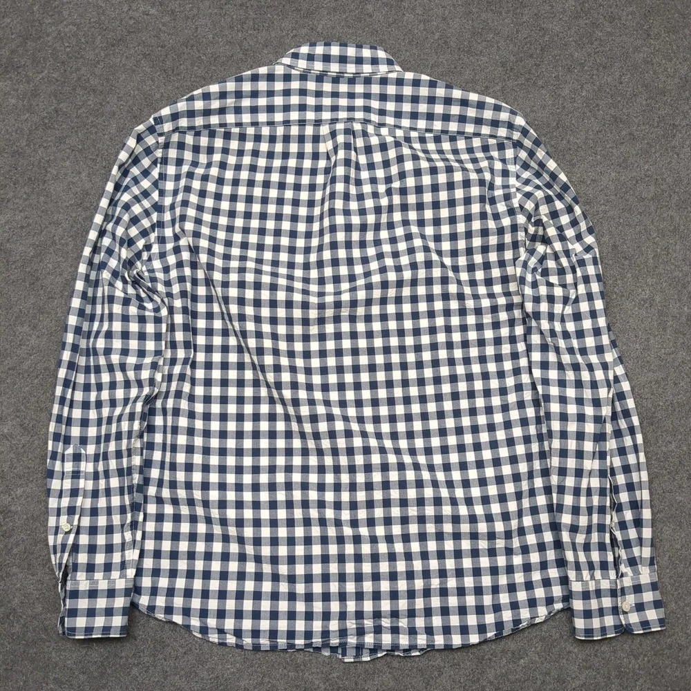 J Crew Slim Fit Gingham Check Button Down Shirt Mens Large Blue White Cotton‎